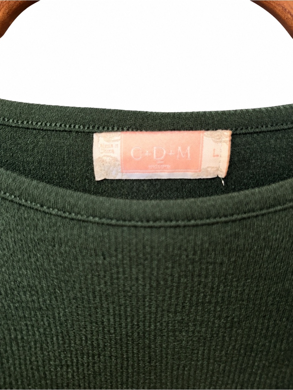 C+D+M Dark Green Ribbed Tie Waist Long Sleeve Maxi Dress Large - Picture 4 of 4